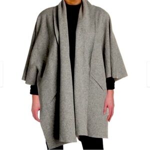 Eileen Fisher Felted Flannel Melange Poncho Cape Coat